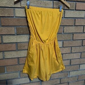 FEATHERS Strapless Tube Top Romper Summer Sun Yellow Elastic Waisted Size Small